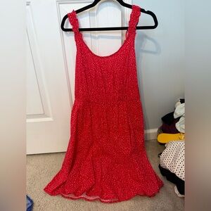 NWT Banana Republic M Red Pattern Sleeveless Mini Dress with ruffle